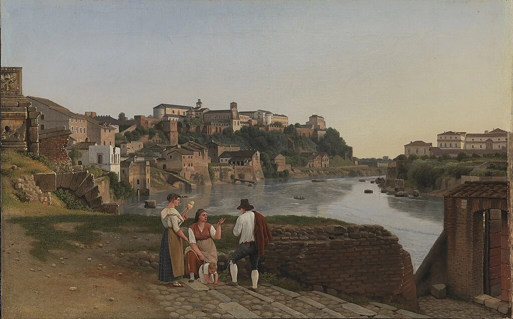 Veduta del Tevere nei pressi del ponte crollato Ponte Rotto a Roma - 1815, Statens Museum for Kunst, Copenaghen